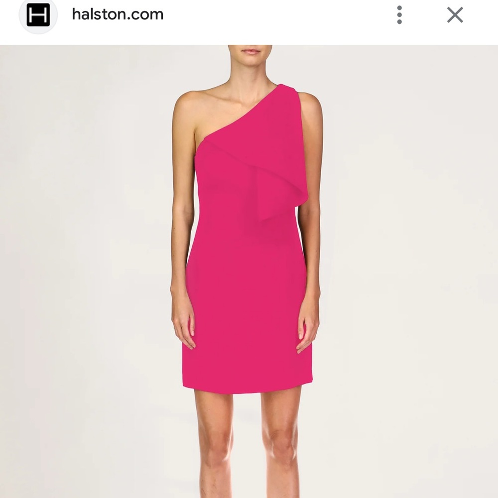 Halston BRIGITTE FLOUNCE DRESS fuchsia/ pink
